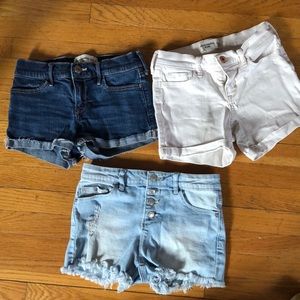 Three pairs size 11/12 girls Jean shorts.